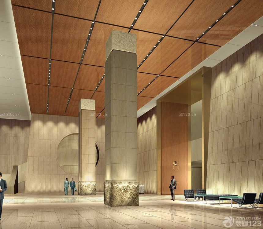 2020大型写字楼大堂柱子设计案例